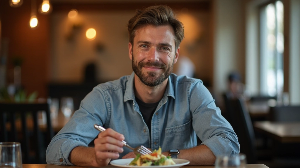 Twee personen zitten aan tafel in Nederlands restaurant en eten samen